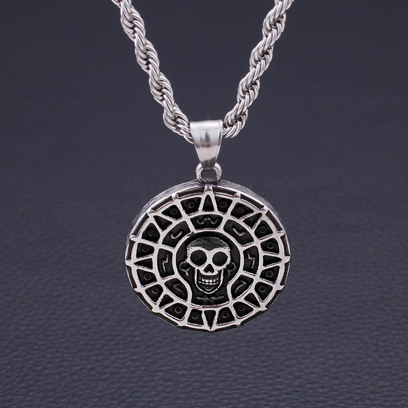 Hip Hop Skeleton Pattern Pendants Necklace Cool Men Punk 316L Stainless Steel 18K Gold Plated Jewelry