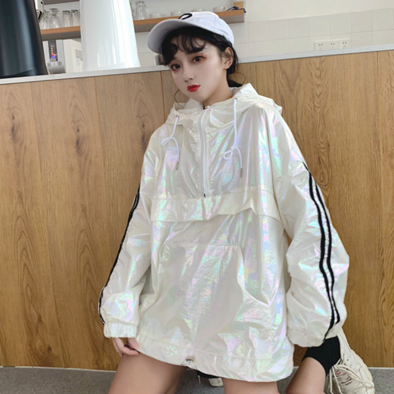 Spring Harajuku Hooded Pullover Jacket Women 2019 Fashion Loose Casual Thin Tops Korean Long Sleeve Summer Sunscreen Outwear