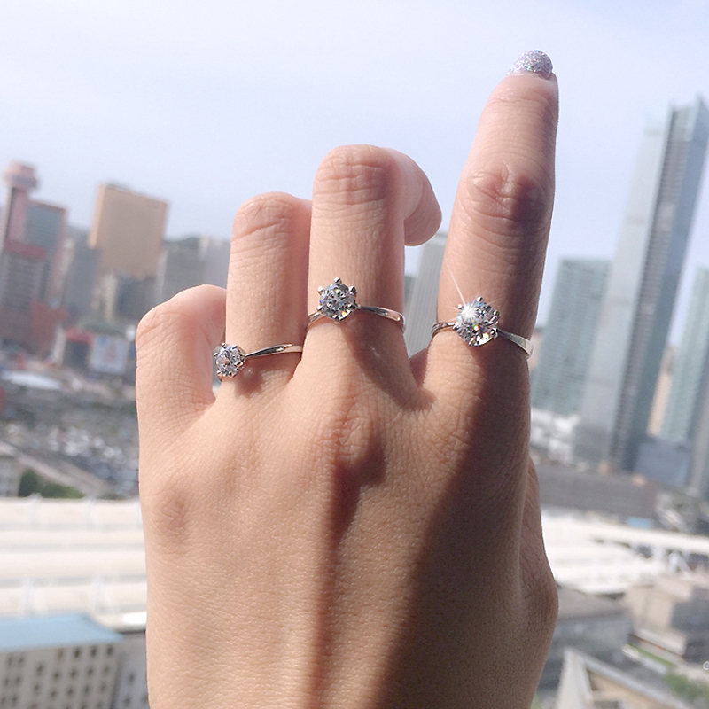 Classic Real Solid Silver Wedding Rings for Women Set 6mm Sona DIAMOND cz Engagement Ring 925 Pure Silver Rings Fine Jewelry