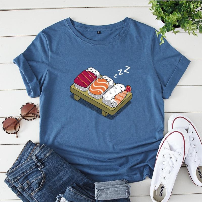 Plus Size 100% Cotton Women T-shirts -5XL Cute Sushi Cartoon Printed European T Shirt Short Sleeve O-Neck Female Top Tees, Black
Plus Size 100% Cotton Women T-shirts -5XL Cute Sushi Cartoon Printed European T Shirt Short Sleeve O-Neck Female Top Tees, Black
