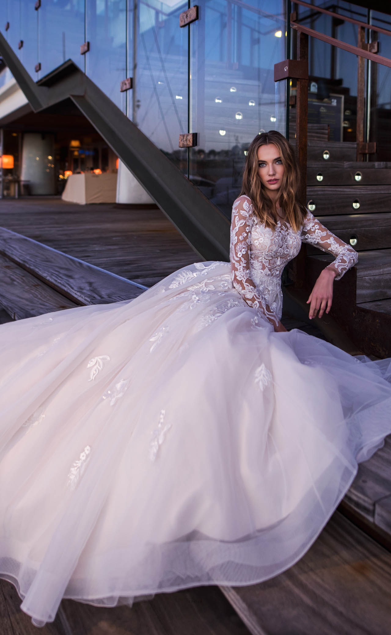 nora naviano a line wedding dresses long sleeve lace sweep train fairy beach boho bridal gowns plus size vestido de novia