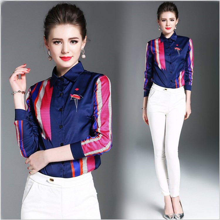 New Hot 2019 Spring Runway Luxury Fashion Print Collar Womens Ladies Casual Office Button Front Lapel Neck Long Sleeve Slim Top Shirt Blouse, Customize
New Hot 2019 Spring Runway Luxury Fashion Print Collar Womens Ladies Casual Office Button Front Lapel Neck Long Sleeve Slim Top Shirt Blouse, Customize