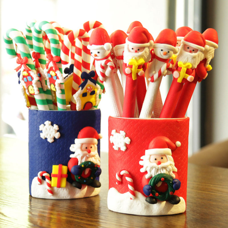 Christmas santa claus snowmanCrutches Ballpoint pen toys gifts for kid Christmas home decoration Party decoration Xmas Favor