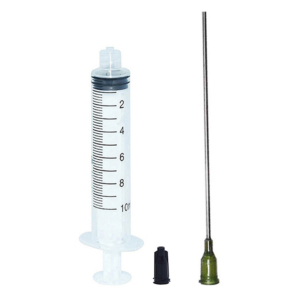 10ml 10cc Syringe 14G Tip Needle Length 10cm Cap Pack of 10