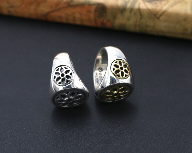 Personalized Brand 925 sterling silver vintage jewelry American style antique silver hand-made designer cherry blossom brand rings nice gift