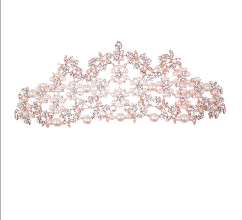 Pearl crown headband bride wedding crown tiara