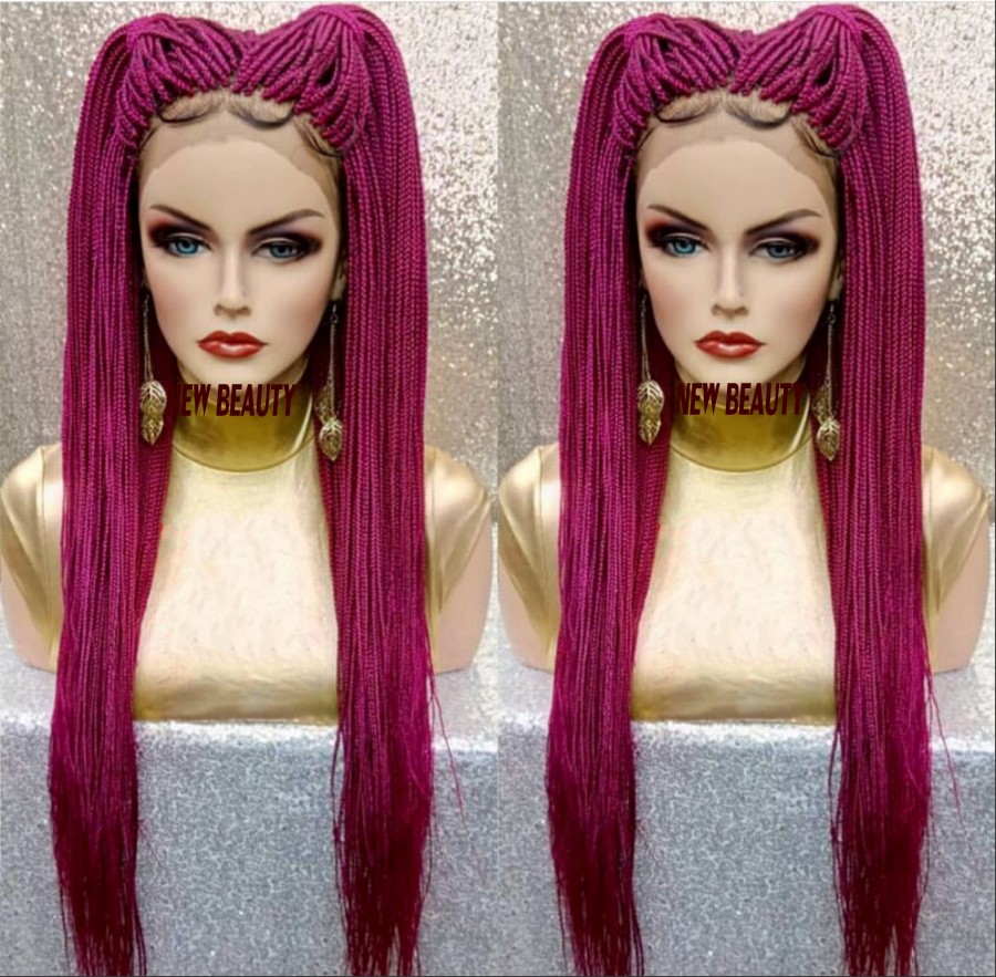 New black/pink red color Crochet braids wig long box braids full lace front wig Synthetic Braiding Hair wig for black women, Burgundy red color
New black/pink red color Crochet braids wig long box braids full lace front wig Synthetic Braiding Hair wig for black women, Burgundy red color