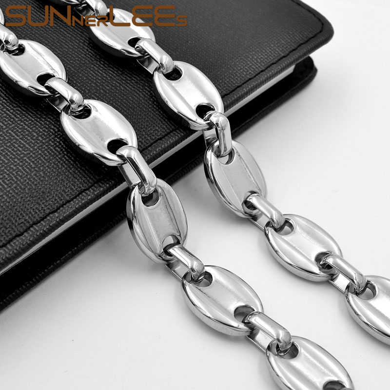 SUNNERLEES Fashion Jewelry 316L Stainless Steel Necklace 15mm Huge Coffee Beans Link Chain Silver Men Women Gift SC13 N
SUNNERLEES Fashion Jewelry 316L Stainless Steel Necklace 15mm Huge Coffee Beans Link Chain Silver Men Women Gift SC13 N