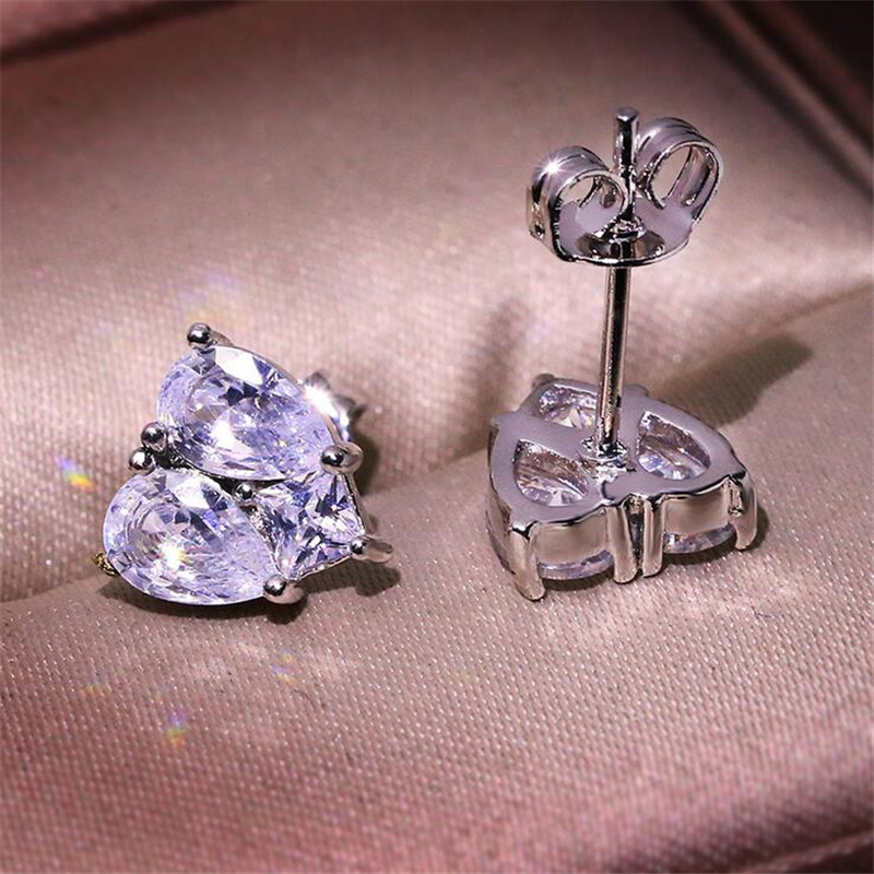 Sparkg Sterg Sier Water Drop White Topaz CZ Dia Stud Earrings for Women dh5727163