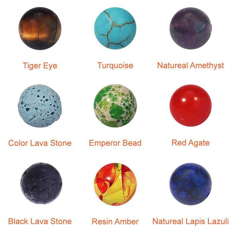 400pcs Lava Stone Rock Beads with Chakra Beads for Essential Oil and Jewelry Making