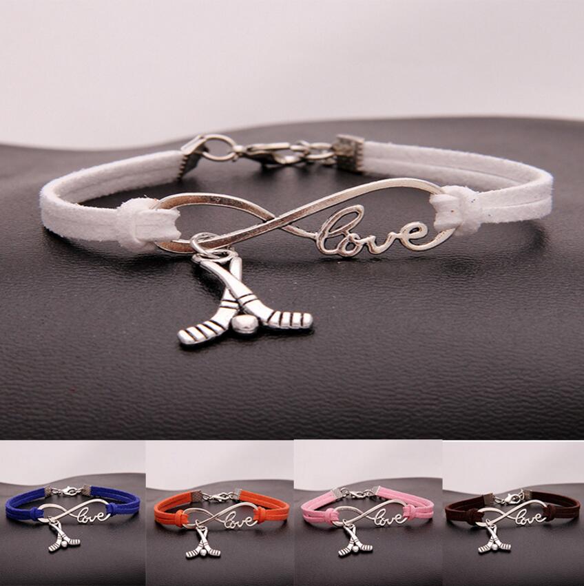 HOT Fashion Jewelry Ancient Silver Hockey Sport pendant Bracelet Charm Bracelet Jewelry Mixed Velvet Rope Infinity Love 8 Bangle -95
HOT Fashion Jewelry Ancient Silver Hockey Sport pendant Bracelet Charm Bracelet Jewelry Mixed Velvet Rope Infinity Love 8 Bangle -95