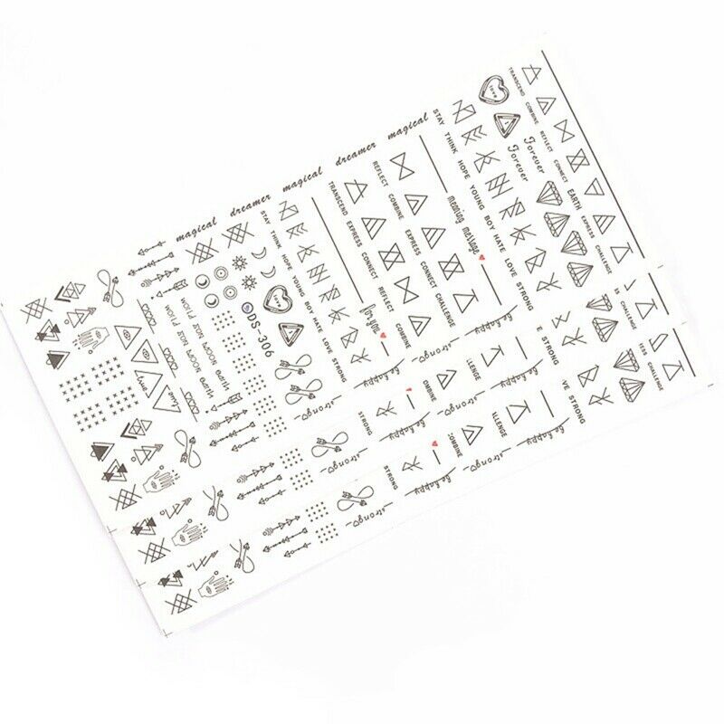 Manicure Water Applique Transfer Sticker Letter Theme Nail Decorating Technique DIY Beaut.A874