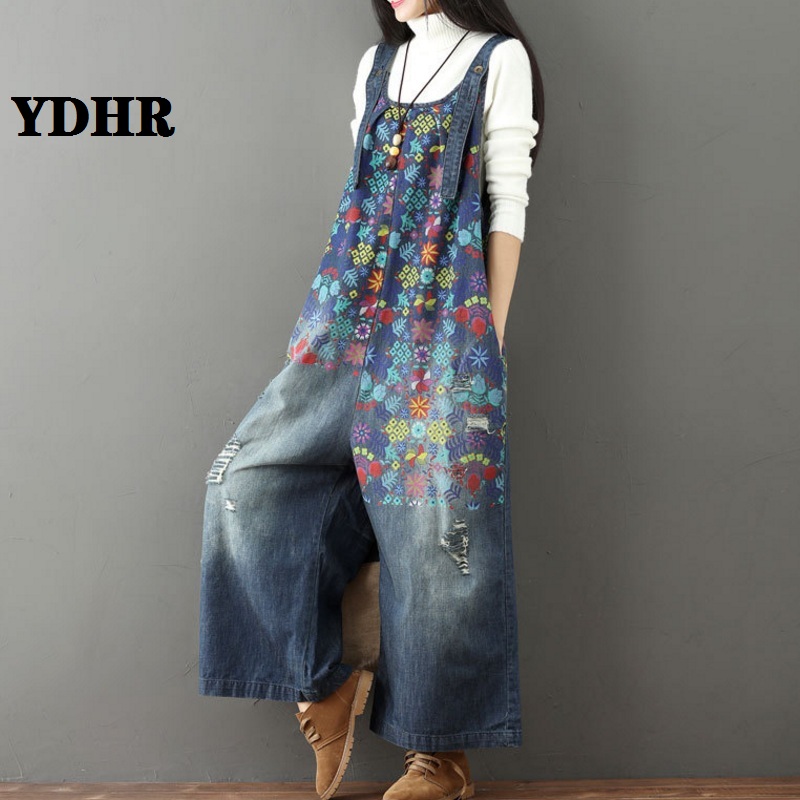Wide Leg Bib Denim Overalls 2020 Women Vintage Printed Flower Jeans Jumpsuits Female Large Size Drop Crotch Denim Rompers, Blue
Wide Leg Bib Denim Overalls 2020 Women Vintage Printed Flower Jeans Jumpsuits Female Large Size Drop Crotch Denim Rompers, Blue