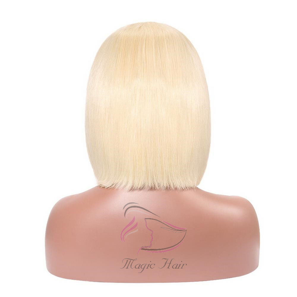 Russian Blonde Color 4x4 Lace Closure Short Bob Human Hair Wigs Straight Brazilian Human Hair Wigs 130% Density 150% Density