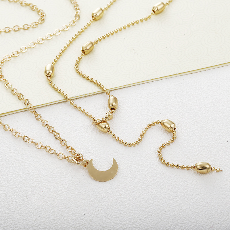 Multi-layer moon bead chain necklace item pendant pendant sequin chain jewelry for women wedding gifts