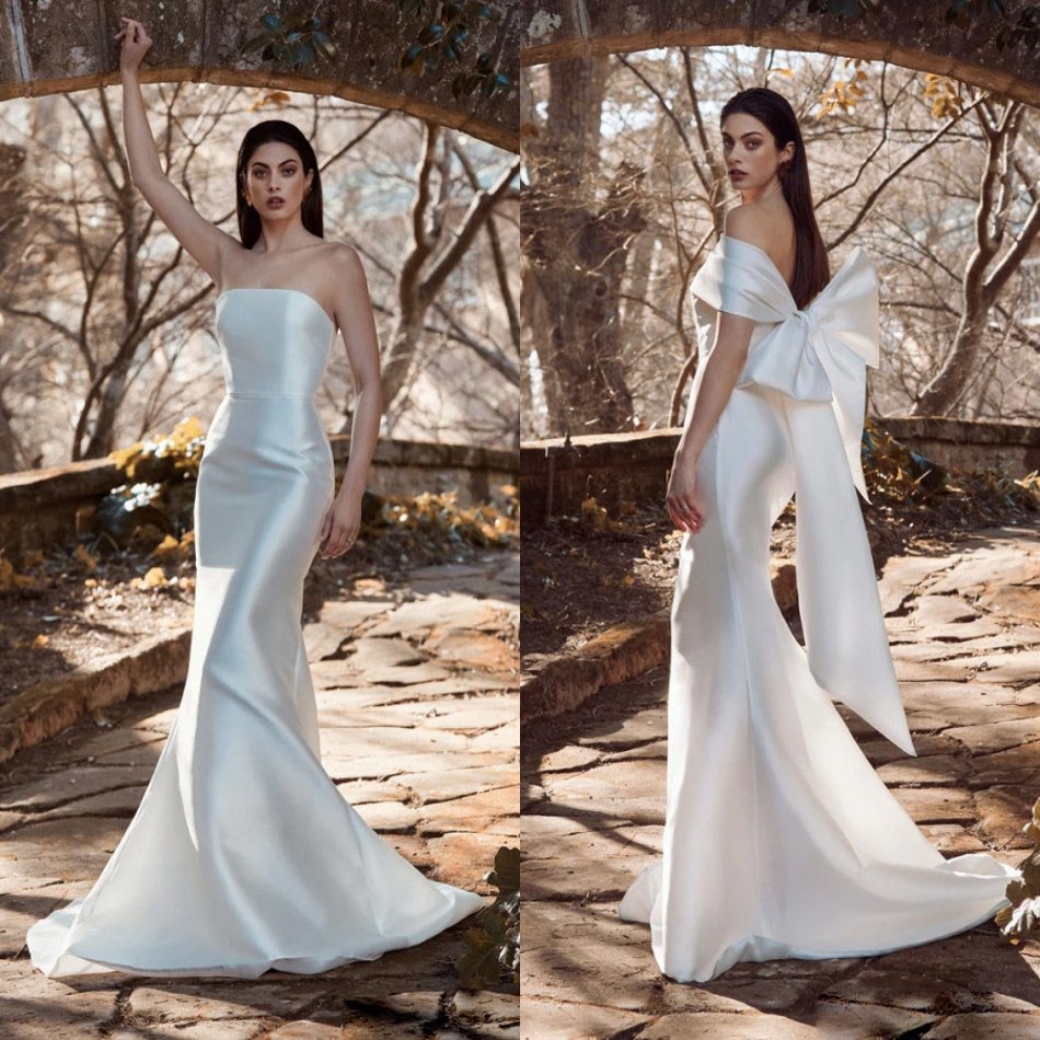2020 Elegant Mermaid Wedding Dresses Strapless Wedding Gowns Sweep Train With Wrap Bridal Gowns Vestidos De Novia