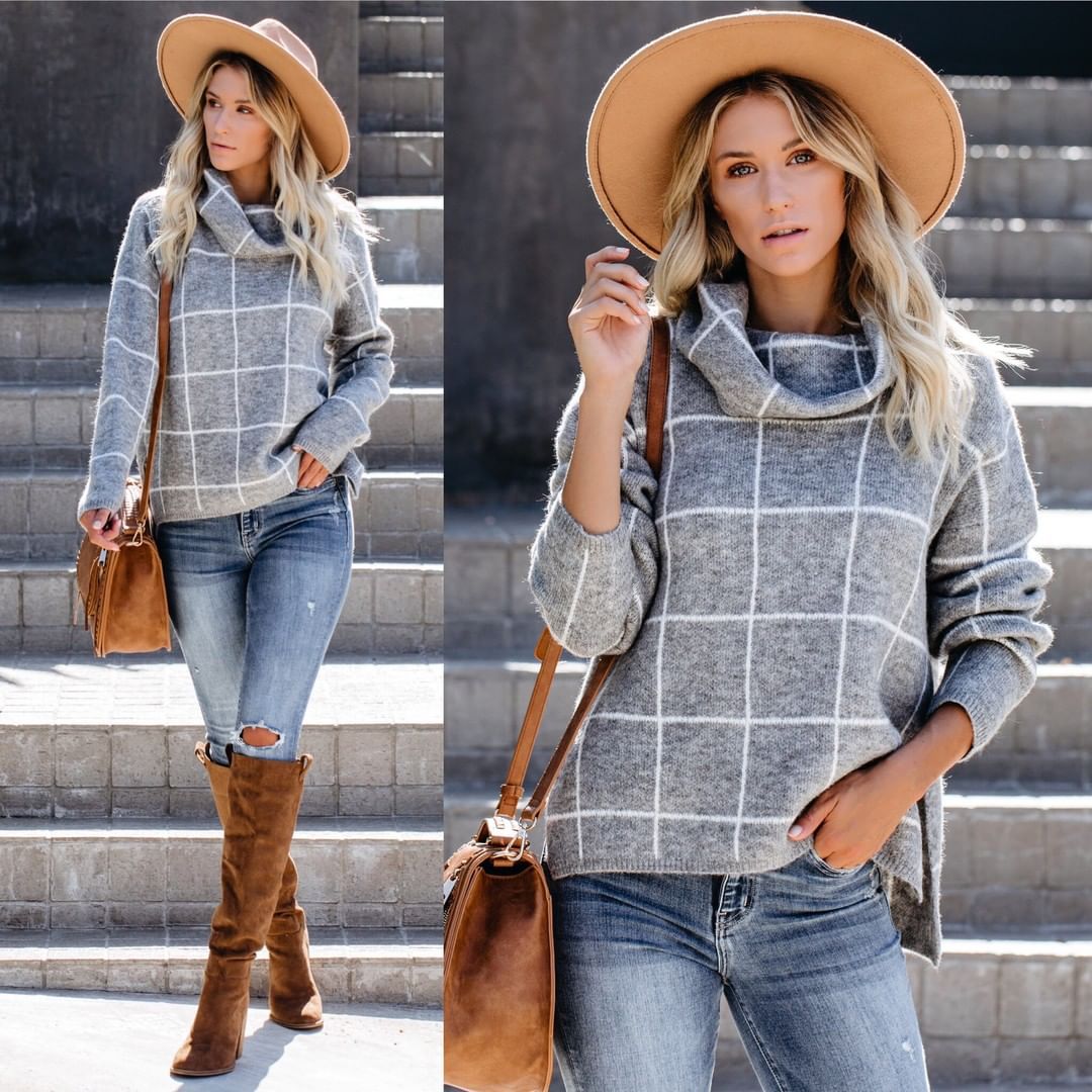 Winter Clothes Women Turtleneck Plaid Knitted Sweater Jumpers Casual pull femme nouveaute 2019 Autumn Long Sleeve Pullover Tops
Winter Clothes Women Turtleneck Plaid Knitted Sweater Jumpers Casual pull femme nouveaute 2019 Autumn Long Sleeve Pullover Tops