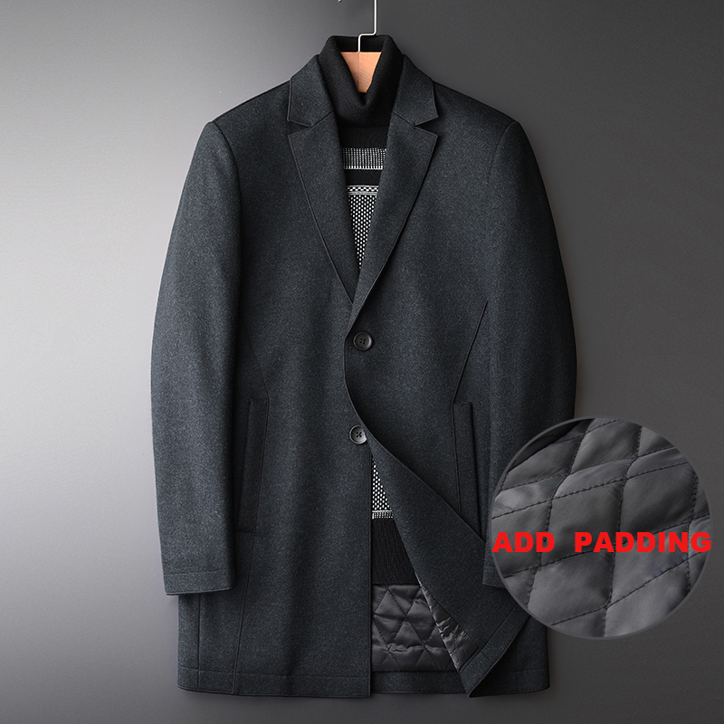 lu Winter Wool Coat Men Luxury Mid Long Add Padding Thick Mens Coats And Jackets Fashion New Business Casual Trench Coat Men, H-l1803
lu Winter Wool Coat Men Luxury Mid Long Add Padding Thick Mens Coats And Jackets Fashion New Business Casual Trench Coat Men, H-l1803