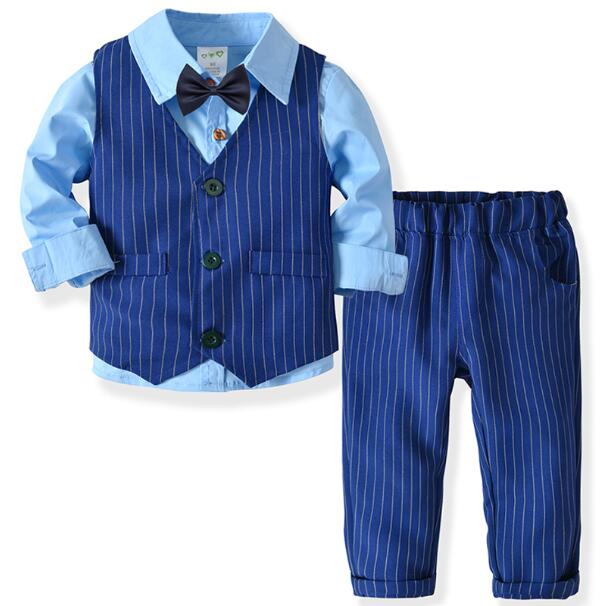 Boys Wedding Suits Kids Clothes Toddler Formal Kids Suit Children'S Wear Grey Vest + Shirt + Trousers Boys Outfit Baby Clothes