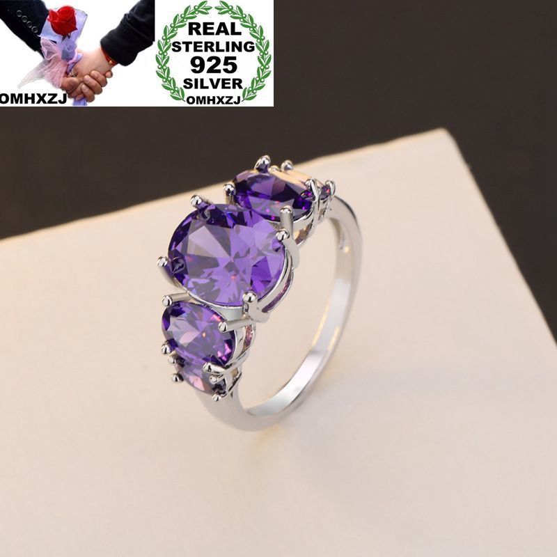 OMHXZJ Wholesale European Three Stone Rings Fashion Woman Man Party Wedding Gift Silver Purple Amethyst 925 Sterling Silver Ring RR160
OMHXZJ Wholesale European Three Stone Rings Fashion Woman Man Party Wedding Gift Silver Purple Amethyst 925 Sterling Silver Ring RR160
