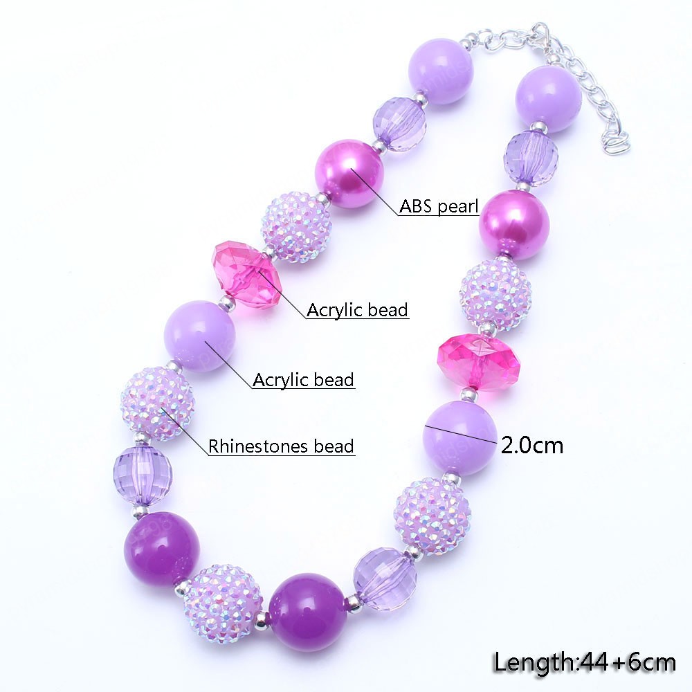 Cute Purple Chunky Beads Necklace Bracelets Set For Child/Kids/Girls Fashion Bubblegum Beaded Jewelry Set For Party New