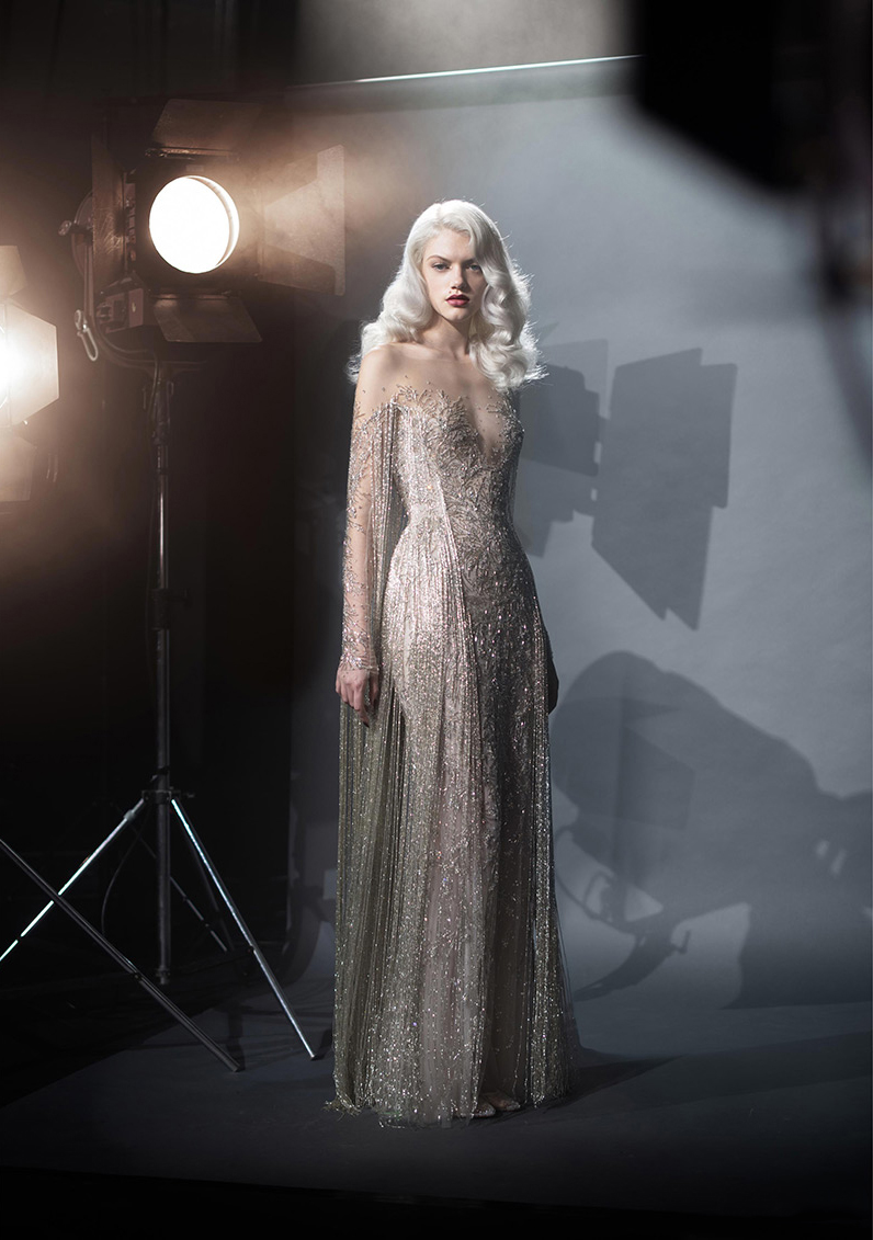 2020 Modest Paolo Sebastian Jewel Long Sleeve Mermaid Evening Dresses Lace Applique Tassel Crystal Formal Dresses Floor Length Party Gown