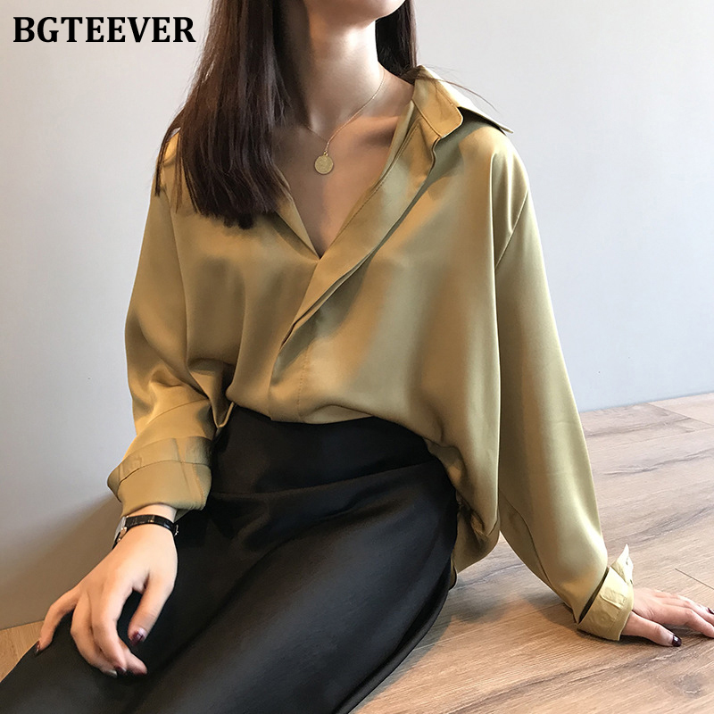 BGTEEVER Elegant Long Sleeve Satin Shirts Women Turn-down Collar Loose Female Blouses Women Tops Blusas 2020 Spring Summer, Black
BGTEEVER Elegant Long Sleeve Satin Shirts Women Turn-down Collar Loose Female Blouses Women Tops Blusas 2020 Spring Summer, Black