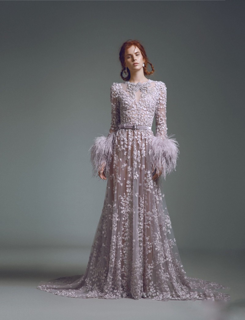 alfazairy lavender prom dresses luxury feather long sleeve lace beads 3d floral appliqued party evening gowns formal occasion dress