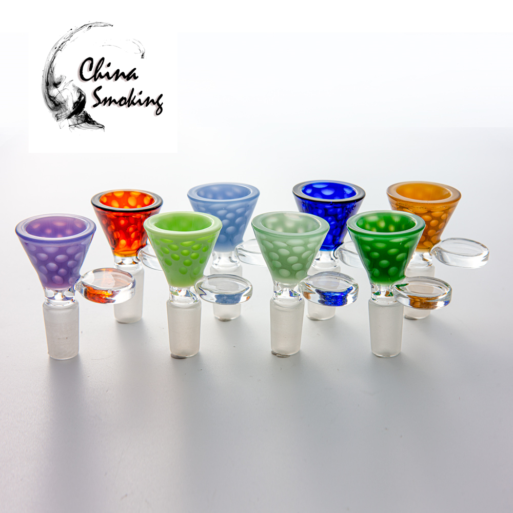 Glass Bowl Glass Herb Holder 14mm 18mm Male Joint Handle Beautiful Slide bowl for glass bongs