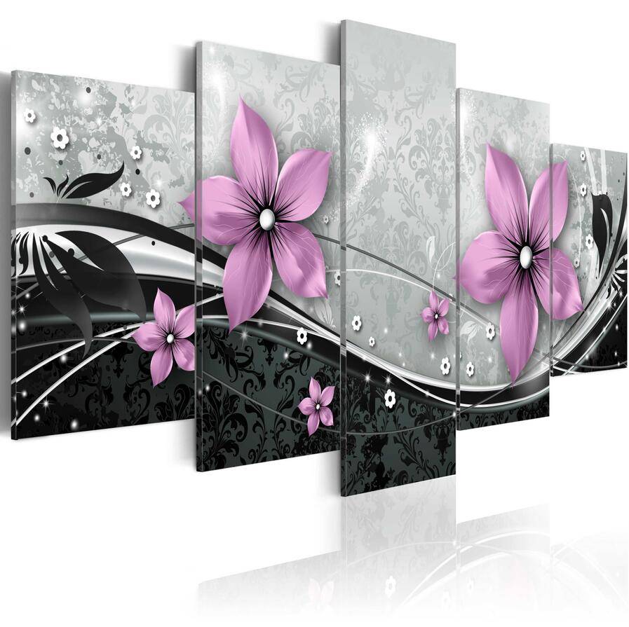 World Art 5 PCS/set Modern Prints Flowers Oil Painting on Canvas Wall Art Pictures for Home Living Room Decor (No Frame)