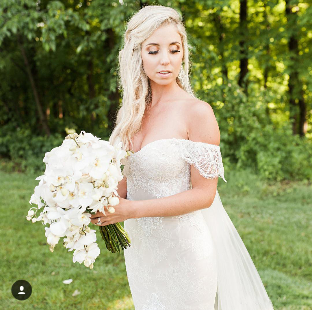 Country Wedding Dresses Full Lace Sweetheart Mermaid Bridal Gowns Sweep Train Custom Made Wedding Dress Slim Fit