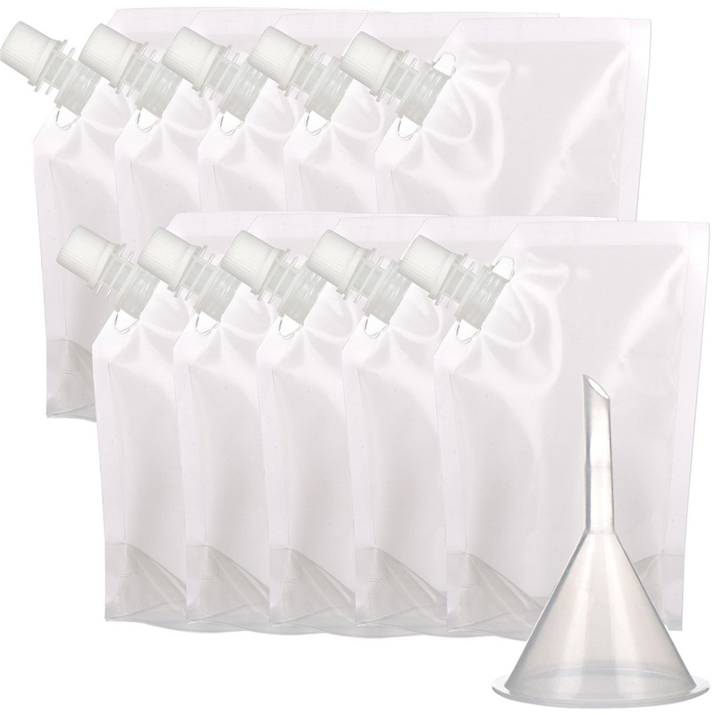 13pcs Plastic Liquor Pouch Reusable Drink Flask Concealable Cruise Bag Kit with Funnel 1000/423/235ml for Camping Party Outdoor