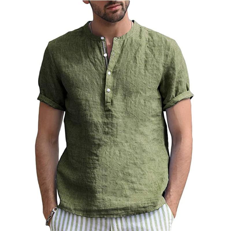 Men Shirts Home Pure Color Button Linen Solid Color Short Sleeve Retro Shirts Tops Casual Loose Vintage Shirt Camisas Masculina, Green
Men Shirts Home Pure Color Button Linen Solid Color Short Sleeve Retro Shirts Tops Casual Loose Vintage Shirt Camisas Masculina, Green
