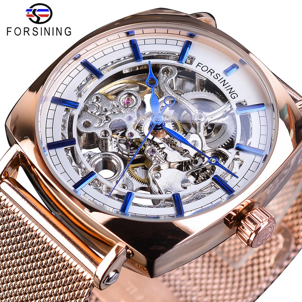 Forsining Rose Gold Mechanical Men Wristwatch Creative Square Transparent Business Steel Mesh Band Sports Automatic Watches Gift, No send watch for shipping
Forsining Rose Gold Mechanical Men Wristwatch Creative Square Transparent Business Steel Mesh Band Sports Automatic Watches Gift, No send watch for shipping