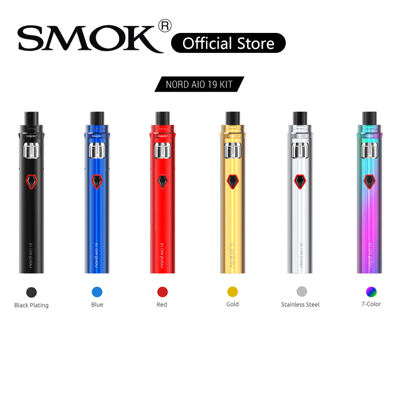 SMOK Nord Aio 19 Kit Built-in 1300mAh Battery with 2ml Tank 0.6ohm Nord Mesh Coil Tri-color LED Indicator Vape Pen Kit 100% Original, Black plating
SMOK Nord Aio 19 Kit Built-in 1300mAh Battery with 2ml Tank 0.6ohm Nord Mesh Coil Tri-color LED Indicator Vape Pen Kit 100% Original, Black plating