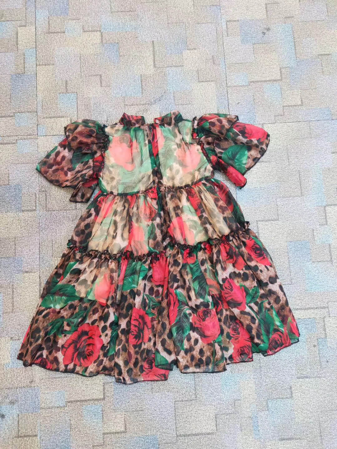 High quality 2020 new Birthday Party Cosplay Dress Kids Costume Baby Girl Clothing children dress Kids Girls Princess Leopard flower Dress