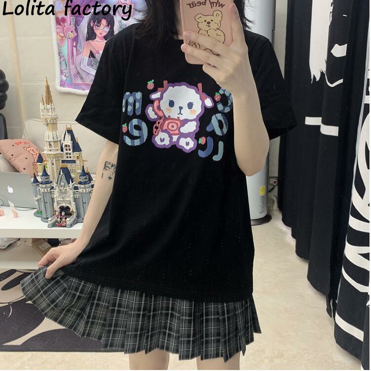 Original cute little children's interesting print round neck loose and versatile college soft girl short sleeve T-shirt, Black
Original cute little children's interesting print round neck loose and versatile college soft girl short sleeve T-shirt, Black
