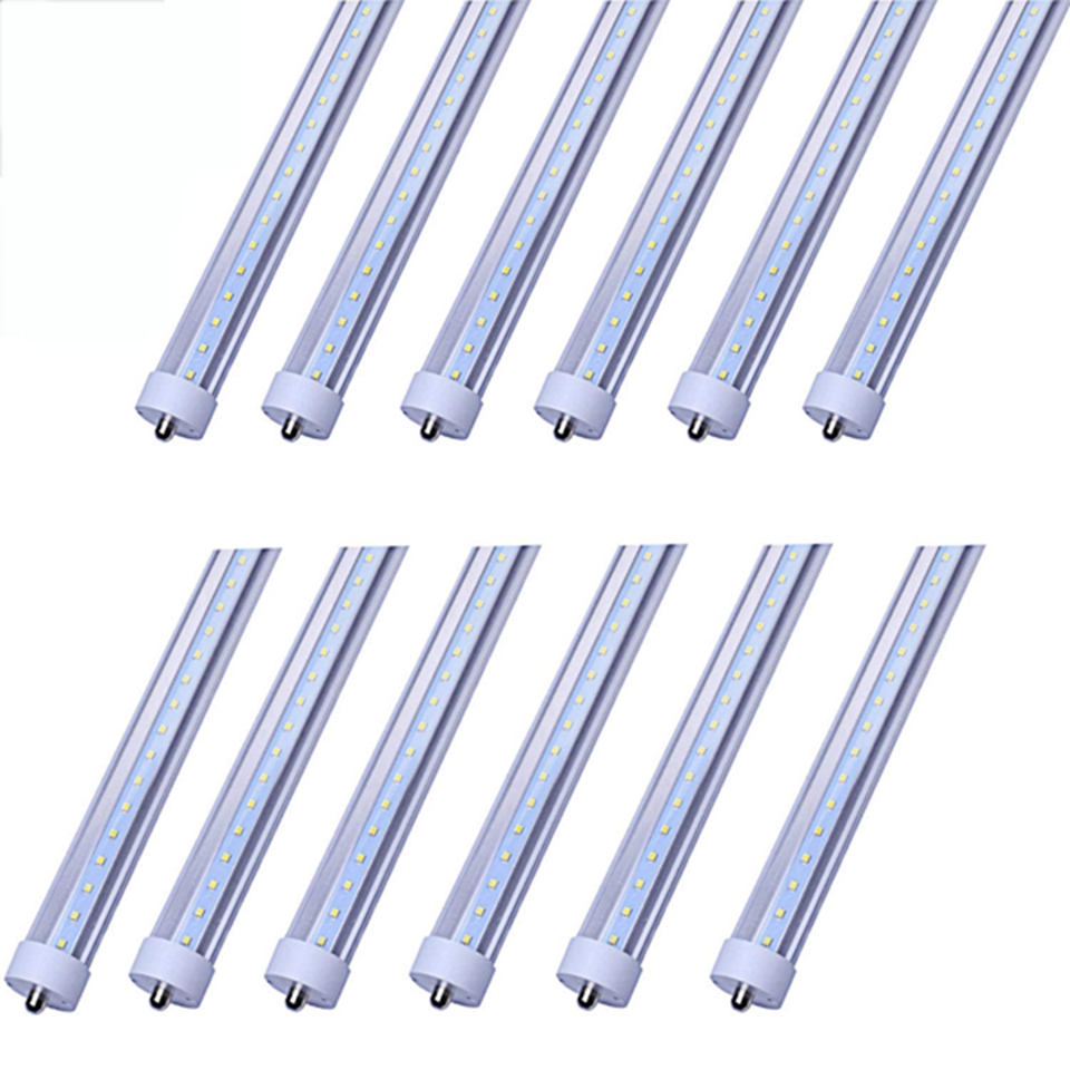 T8 8ft LED Light Tube,FA8 Single Pin Base,8ft 6000K White,45W,Dual-Ended Power,50-Pack AC100-305V US Stock