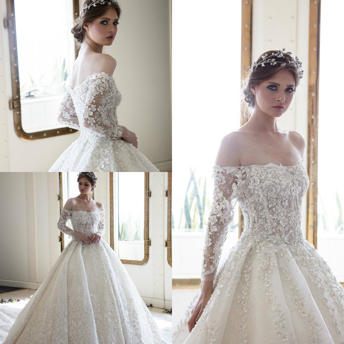 Ziad Nakad Ball Gown Wedding Dresses 2019 Off Shoulder Lace Appliques Vintage Chapel Wedding Dress Bridal Gowns Vestido De Novia