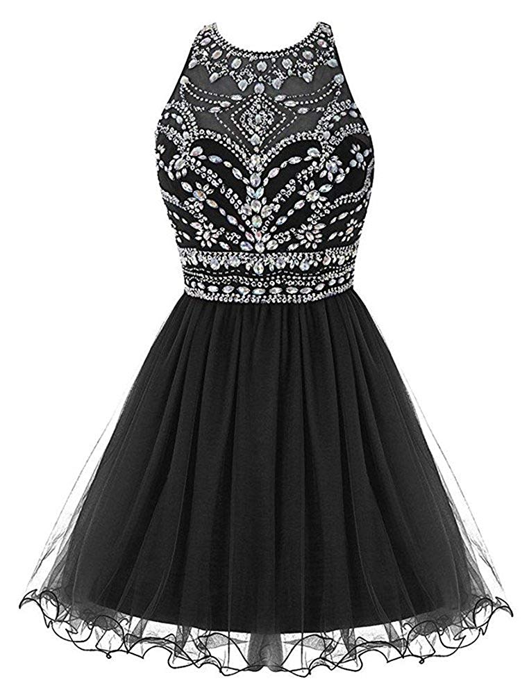 2019 New Chiffon Short Homecoming Dresses Halter Neck Bling Beaded Mini Prom Party Gowns 100% Real Photo QC1339