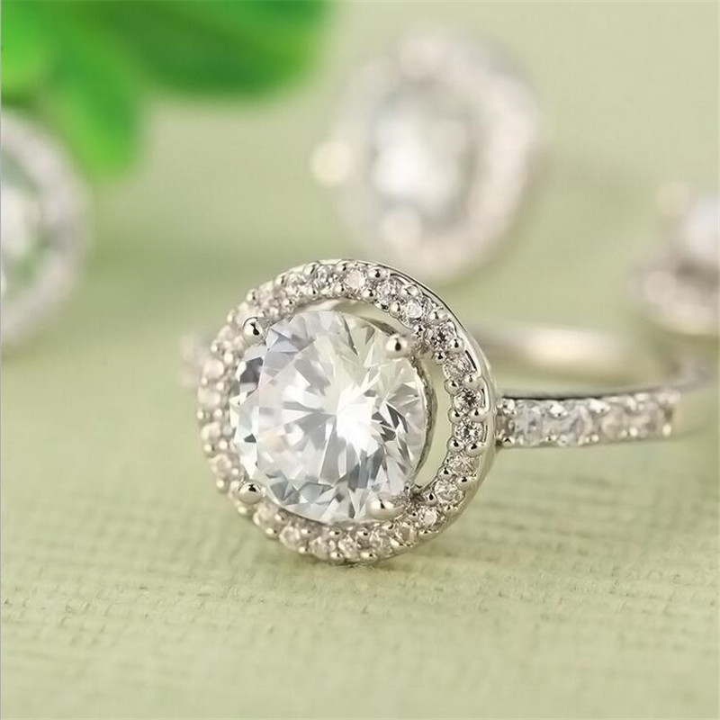 Sterg Sier Round Cut White Topaz CZ Dia Promise Ring| Bridal Jewelry| Gift for Women| Size 5-10 a6a1