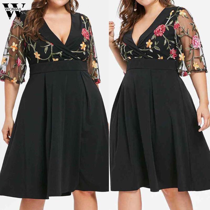 Womail dress Woman Summer fashion Plue Size Applique Short Sleeve V-Neck Loose 5XL party Dress Holiday elegant Beach 2020 M515, As pic
Womail dress Woman Summer fashion Plue Size Applique Short Sleeve V-Neck Loose 5XL party Dress Holiday elegant Beach 2020 M515, As pic