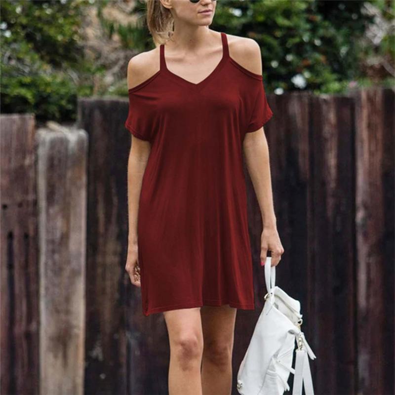 Sexy Dress Summer Cold-Shoulder Dress Solid Mini Dresses V-neck Loose For Women 2020 Female Street wear, Black
Sexy Dress Summer Cold-Shoulder Dress Solid Mini Dresses V-neck Loose For Women 2020 Female Street wear, Black