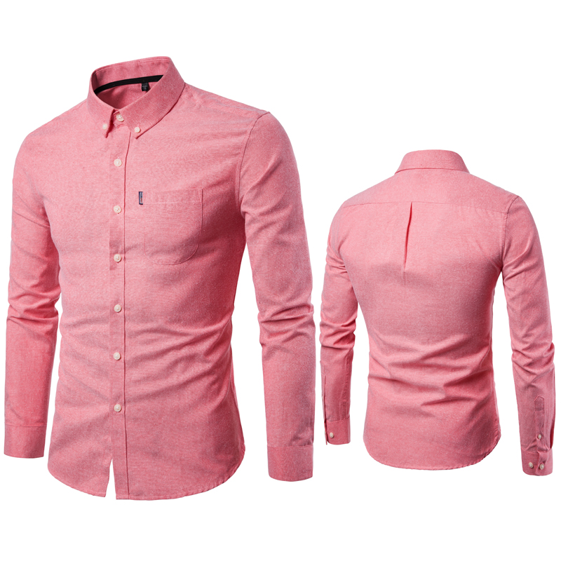 2019 Hot New Autumn Oxford Men's Shirt Eight-color Slim Large Size Men's Business Casual Long-sleeved Shirt Men's Clothing