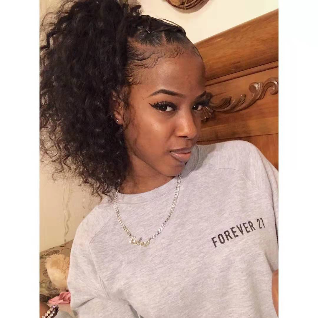 African kinky curly short high baid ponytail hair extensions clip in brazilian remy human hair pony tail hair 120g