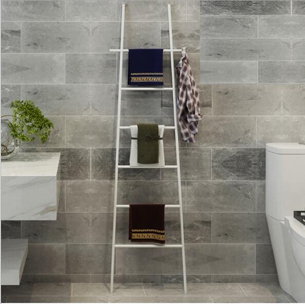 Ladder decoration Bathroom Shelves towel hanger Nordic landing art perforated free metal simple coat rack