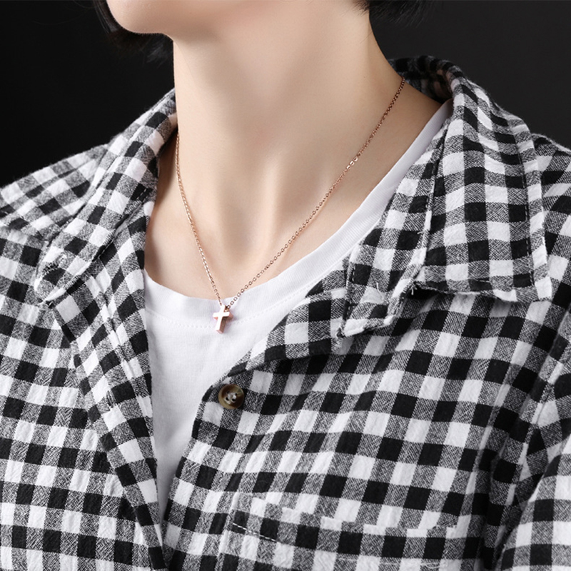 Lover Couple Christian Jesus Cross Pendants Necklace Jewelry 316L Stainless Steel Gold Plated Necklace Religious Jewelry