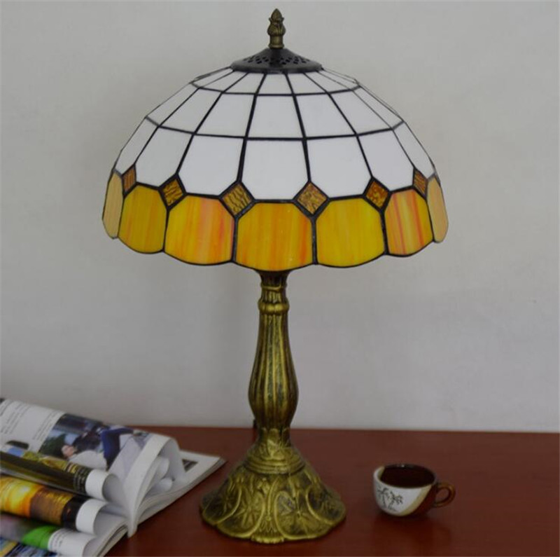Tiffany style stained glass table lamp livingroom bedroom bedside lamp simple orange glass desk lamps TF035
