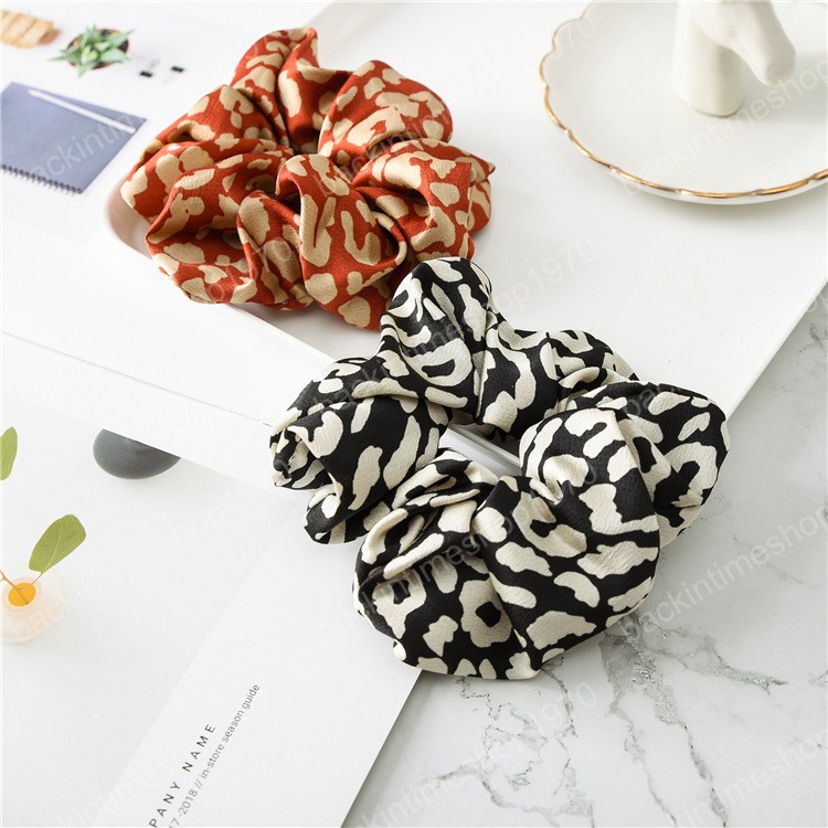 2019 9 Colors Women Girls Leopard Color Cloth Elastic Ring Hair Ties Accessories Lady Ponytail Holder Hairbands Scrunchies Hair Band