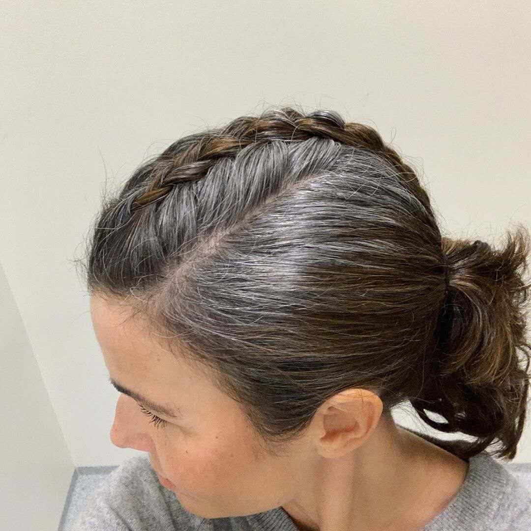 Brown Salt and pepper real hair gray ponytail hairpiece straight bun ponytail short cut 120g grey human hair